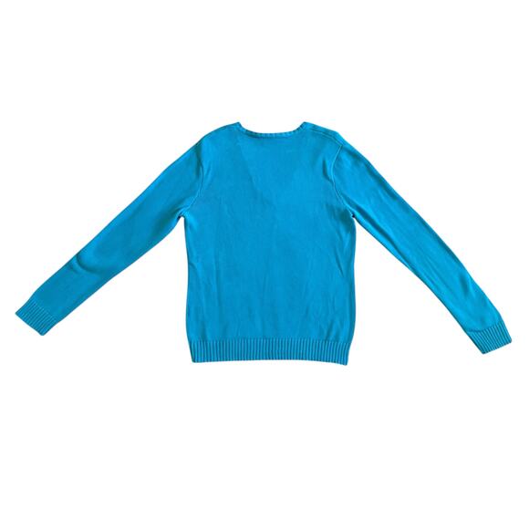VTG Ralph Lauren Turquoise Crescent Sweater V-Neck Long Sleeve Pullover Size XL - Picture 13 of 16